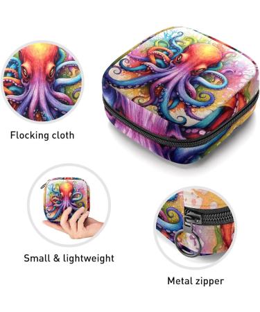 Octopus Sanitary Napkin Storage Bag - Multi-colored Portable Period Bag for Women and Teen Girls | Feminine Menstrual Cup Pouches + Nursing Pad Holder + Tampon Bags - 1Pcs - Buy Online on SooperMarket.com