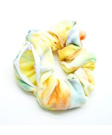 12pc Velvet Pocket Hair Scrunchies with Hidden Zipper Pocket - Cheetah & Tye Dye Colors - Buy Online on SooperMarket.com