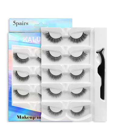 Reusable Self Adhesive Eyelashes  Kaluofan 5 Pairs False Eyelashes  No Glue or Eyeliner Needed  Natural Look Eyelashes of 5 Different Lengths  Easy to Put on Waterproof False Lashes