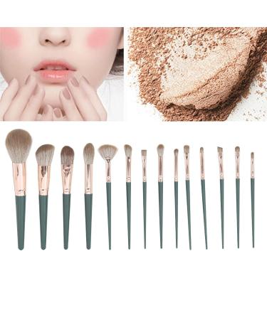 Complete 14-Piece Cosmetic Brush Kit for Sensitive Skin | Includes PU Bag | Green Eyeshadow & Foundation Tools | Worldwide Shipping - Buy Online on SooperMarket.com