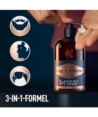King C. Gillette Beard Shampoo for Men - 350ml with Coconut Water Argan Oil & Avocado Oil | Ideal Beard Care Gift - Buy Online on SooperMarket.com