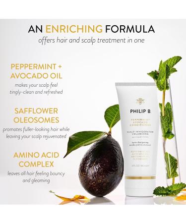 PHILIP B. Peppermint Avocado Shampoo & Conditioner Set - Volumizing & Clarifying Invigorating Peppermint Oil for Tingly Scalp | 7.4oz & 2oz - International Shipping Available - Buy Online on SooperMarket.com