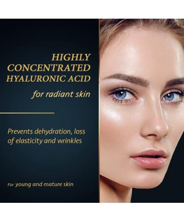 Organic Hyaluronic Acid Serum Face Moisturizer (100ml) for Sensitive Skin - Dermatologically Tested, Reduces Wrinkles and Fine Lines - Buy Online on SooperMarket.com