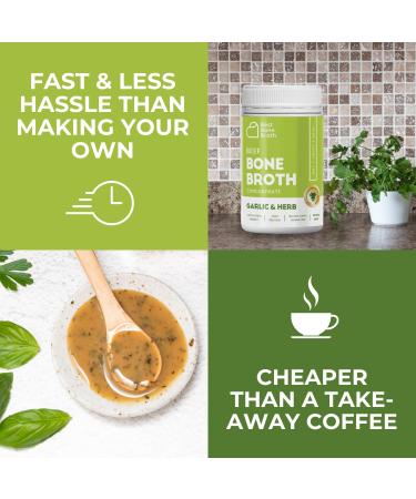 Best Beef Bone Broth Concentrate Garlic & Herb Flavor | pure liquid collagen | Grass fed Australian beef | keto  high protein  gluten free | supports joints  skin & gut | 25 servings Garlic & Herbs - Buy Online on SooperMarket.com
