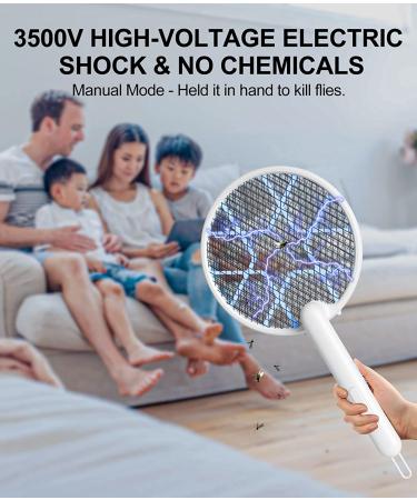 Portable 2-in-1 Electric Fly Swatter and Mosquito Zapper with Powerful Lamp - Travel and Home Bug Killer with Electric Shock Protection - 1 Pack - Buy Online on SooperMarket.com