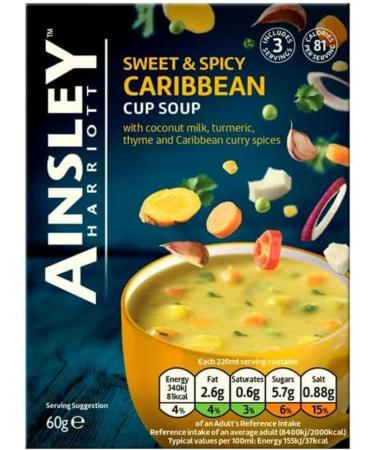 Ainsley Harriott Goan Spiced Chicken Cup Soup 66g Caribbean Cup Soup 60g East Indian Mulligatawny Cup Soup 87g & Scottish Chicken & Leek Cup Soup 60g (8 Pack Mixed Bundle) - Buy Online on SooperMarket.com