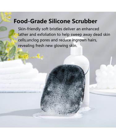 HieerBus Silicone Body Scrubber 2 Pack for Nourishing Shower Bath, Exfoliating & Cleansing - No-Slip Handle, Easy to Clean, More Hygienic - Black+Dark Blue - Buy Online on SooperMarket.com