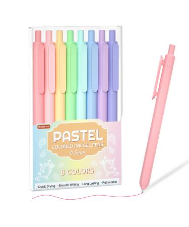 Shuttle Art Colored Retractable Gel Pens  8 Pastel Ink Colors  Cute Pens 0.5mm Fine Point Quick Drying for Writing Drawing Journaling Note Taking School Office Home Pastel Ink 8 Count (Pack of 1)