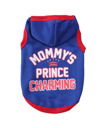 SANWOOD Dog Soft Sweatshirt with Mommy's Prince Charming letter print Pet Hoodie Letter Print Keep Warmth Soft Texture Warm Dogs Hooded Sweatshirt for Autumn - Blue L