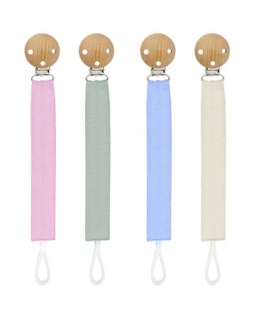 Smarbore 4 Pack Pacifier Clips for Boys and Girls Fabric Pacifier Holder Leash Universal Binky Clips Fits for Most Pacifier Pacifier Strap with Clip Keeps Pacifiers & Teethers in Place multicolored