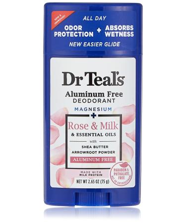 Dr. Teal's Deodorant Rose & Milk 2.65 Ounce Aluminum-Free