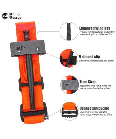 Buy Rhino Rescue Tourniquets - One-Hand Emergency Bleeding First Aid Set | Tactical Life-Saving Gear (2 Pcs Orange) - International Shipping Available - Buy Online on SooperMarket.com