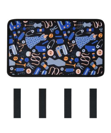 Sewing Machine Foot Pedal Pad Stay in Place Mat  Non Slip Rubber and Hook and Loop Pad to Keep Foot Pedal Steady on Hard Floor Carpet  Piano Pedal 12 x7   1/5  Thick (Black+Blue)