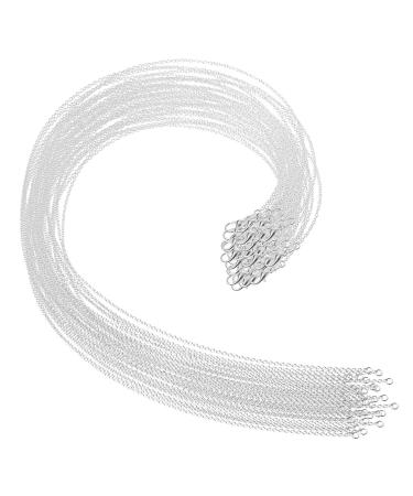 selizo 30 Pack Necklace Chains Bulk for Jewelry Making Bulk Necklace Chains Silver Plated Cable Chains for Jewelry Making 1.2 mm (18 Inches)
