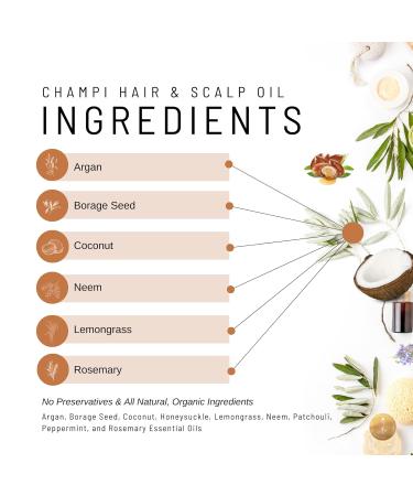 Champi Organic Scalp & Hair Oil - Pre Wash Treatment for Itchy Scalp Dandruff Relief Handmade with Organic Essential Oils Reiki Infused Scalp Care - Buy Online on SooperMarket.com
