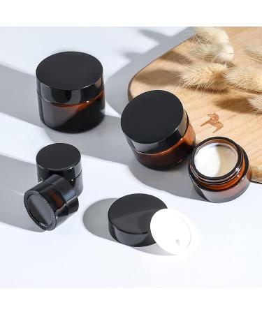 Zeoabsy 12-Piece Brown Glass Cream Boxes (5ml) with Screw Lid & Spatulas | Ideal for Cosmetics Ointments & Gels - International Shipping Available - Buy Online on SooperMarket.com