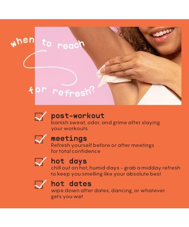 Refresh Deodorant Wipes for Women - 15ct with Zinc, Probiotics & Prebiotics - Buy Online on SooperMarket.com