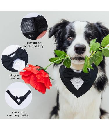FUAMEY Dog Tuxedo Bandana with Bow Tie | Formal Wedding Attire for Dogs | Adjustable Collar for Small, Medium, Large Pets | Black-L - Buy Online on SooperMarket.com
