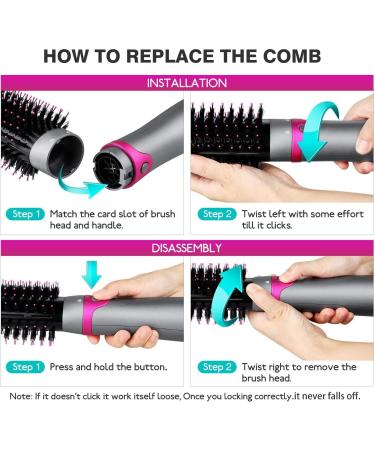 6-in-1 Hair Dryer Brush and Volumizer - Detachable Styler for Straightening, Curling, Drying - One-Step Hot Air Brush for Styling - Buy Online on SooperMarket.com