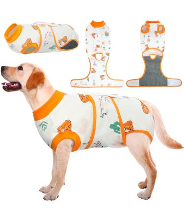 Kuoser Dogebody after op dog body after castration male bitch dog body after op bitch breathable body for dogs after op leakage protection dog anti-wound licking op body dog orange xxl xxl (1 Pack) orange