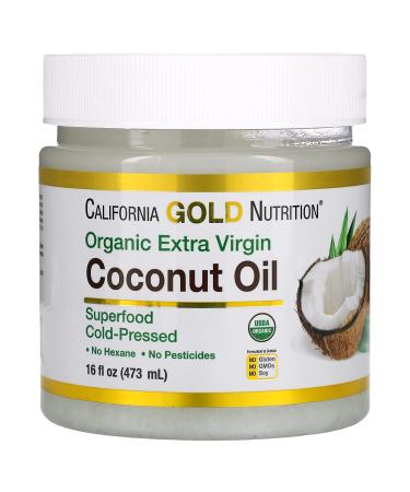 California Gold Nutrition Organic Extra Virgin Coconut Oil 16 fl oz - Cold Pressed, 2 Pack (473 ml x 2) - Buy Online on SooperMarket.com