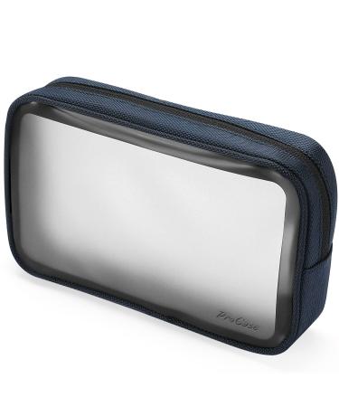 ProCase TSA Approved Travel Toiletry Bag Pouch, Matte Clear Travel Organizer Airport Carry-On Checkpoint Airline Compliant Storage Bag for Toiletries Liquids Creams and Cosmetics -Navy