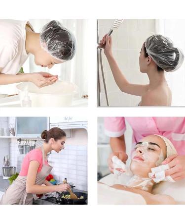 50pcs Large Thick Clear Disposable Shower Caps for Hair Care in Beauty Salon, Home, Hotel, Spa - Elastic Bath Cap - Clear Plastic - Hair Salon Essential - Buy Online on SooperMarket.com