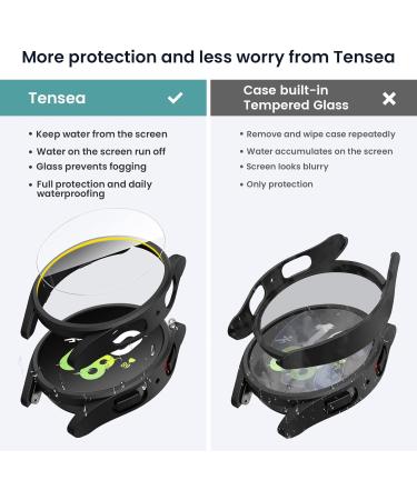 Tensea 4+4 Pack Galaxy Watch 5 & 4 Screen Protector and Case Set 44mm - Anti-Fog Tempered Glass Film with Hard PC Bumper Cover - Clear/Black/Silver/Blue - Buy Online on SooperMarket.com