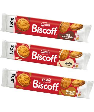 Speculoos Biscuit Sandwich 3 Pack Bundle Containing Lotus Biscoff Milk Chocolate Cream and Vanilla - Buy Online on SooperMarket.com