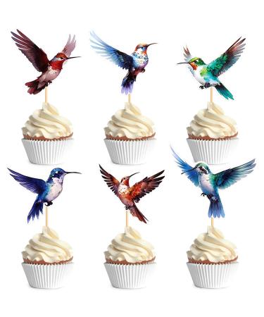 Blumomon 24 pieces birds and animals cupcake topers kolibri cupcake picks bird sampling animals cake decorations for children's birthday party theme party decorations accessories