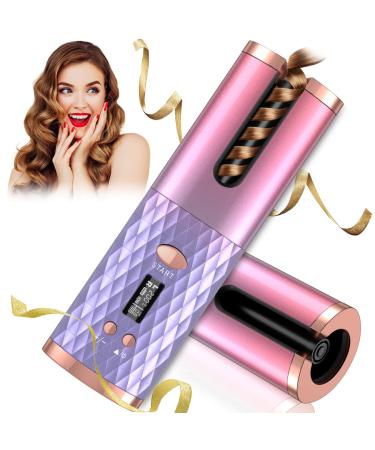 Automatic Curling Iron Cordless Automatic Hair Curler with 6 Temps & Timers Rechargeable Hair Curler with Ceramic Ionic Barrel Detangle & Scald-Free Curler Auto Shut-Off