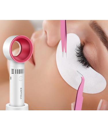 Portable USB Rechargeable Eyelash Fan Dryer with Lash Tweezers - Mini Bladeless Handheld Cooling Blower for Essential Eyelash Extension Supplies (White) - Buy Online on SooperMarket.com