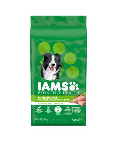 IAMS PROACTIVE HEALTH Dog Food Dry Minichunks Adult Chicken & Whole Grains Recipe 1.50kg Bag 1.5 kg (Pack of 1) Mini Chunks