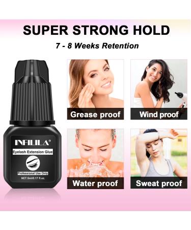 NXJ INFILILA Lash Glue | Extra Strong Eyelash Extension Adhesive - 0.5 Sec Dry Time 8 Weeks Retention Low Fume - 5ml - Buy Online on SooperMarket.com