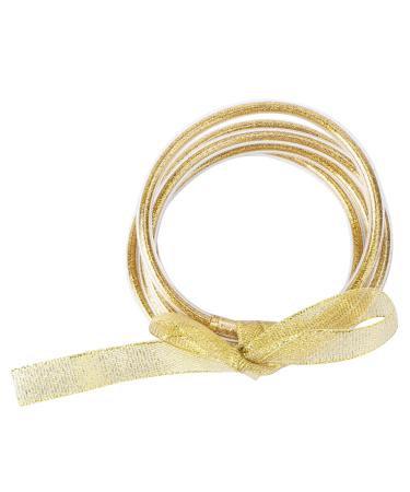 STOBOK 1pc Ribbon Glitter Bracelet Bangles Glitter Jelly Bangle Silicone Glitter Filled Jelly Bracelet Bowknot Jelly Bangle Bracelets Purple Women's Plastic Accessories Bagging Machine Golden 7.5x7.5cm