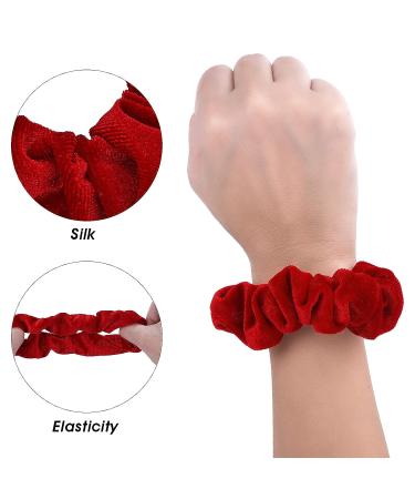 WLLHYF 2 Pcs Velvet Hair Bands Red Scrunchies - Large Size Elastic Ponytail Holders & Wristband Hair Accessories for Girls and Women - Valentine's Day Gift - Buy Online on SooperMarket.com