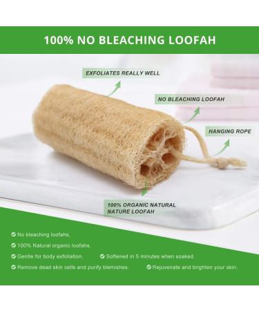 Organic Natural Bath Loofahs 6 Pack for Men and Women - Exfoliating Body Scrubber Sponges for Deep Cleaning - Includes 2 Wall Hooks - Buy Online on SooperMarket.com