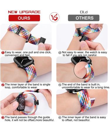 Qimela Elastic Nylon Braided Apple Watch Band - Black Buckle | Adjustable Solo Loop Strap for iWatch Series 1-8 - 42mm/44mm/45mm/49mm - Buy Online on SooperMarket.com