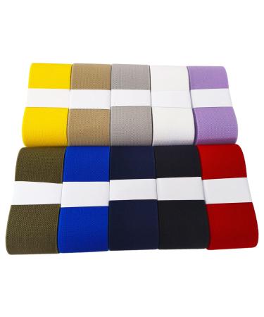 JESEP 2 inch 20 Yards Knit Elastic Band Mixed Double-Side Twill Woven Elastic Heavy Stretch Elastic Spool for Sewing Pants Waistband  Wigs  Skirts  Craft DIY Projects (Mixed 20 Yards)