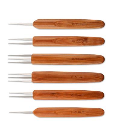 Sunshane 6 Pieces Dreadlock Crochet Hook 0.5mm 0.75 mm Needle Weaving Crochet, Include 1 Hook, 2 Hooks, 3 Hooks for Braid Craft