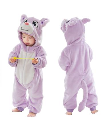 COOKY.D Baby Hooded Rompers Infant Winter Flannel Jumpsuit Pajamas 2-36 Months 18-24 Months Bat
