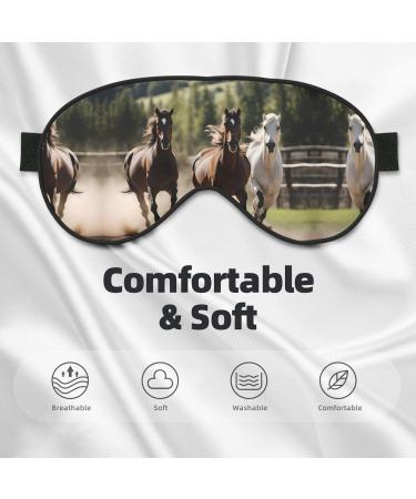 SSIMOO Three Running Horses Soft Sleep Eye Mask - Breathable Black Eye Patch for Women | Perfect for Travel & Relaxation - Buy Online on SooperMarket.com