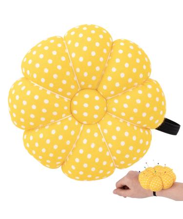 Rolybag Pin Cushions Wrist Pins Cushions with Elastic Strap Pumpkin Needle for Sewing Cushion Pincushions for Needlework or DIY Crafts(Yellow)