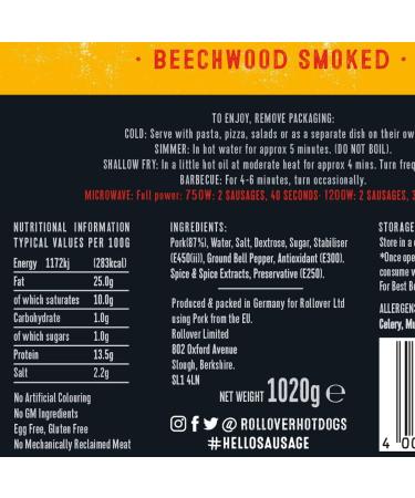 Rollover Hot Dog Original Beechwood Smoked 12 X 85G - Buy Online on SooperMarket.com