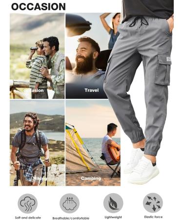 Elegancity Men's Cargo Trousers - Casual Jogger Work Pants with Drawstring Waist and Pockets | Regular Fit Sweatpants for Sports (Size 38-46) - 32, Gray - Buy Online on SooperMarket.com