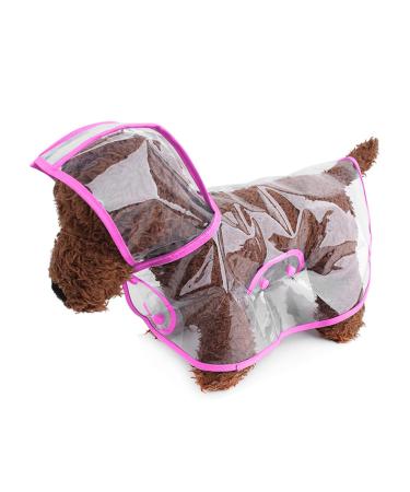 Petcute Hunders coat waterproof pet rain coat with hood transparent PVC breathable dog raincoat with button closure suitable for medium and large dogs 6xl pink
