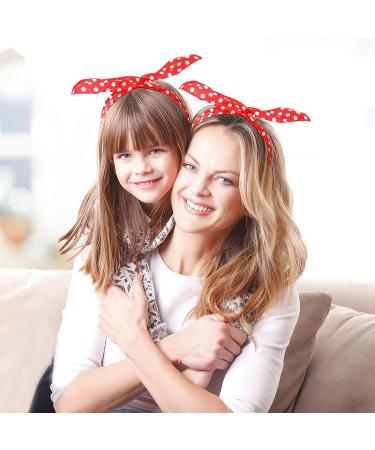 Lusofie Black Red Polka Dot Headband Set - Cute Bow Wire Bandana Headwrap for Women and Girls - Buy Online on SooperMarket.com