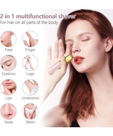 Mini Facial Hair Remover for Women - 2in1 Portable Shaver for Fuzz, Lips, Arms, Eyebrows, and Bikini Line - Waterproof & Painless Hair Removal - Buy Online on SooperMarket.com
