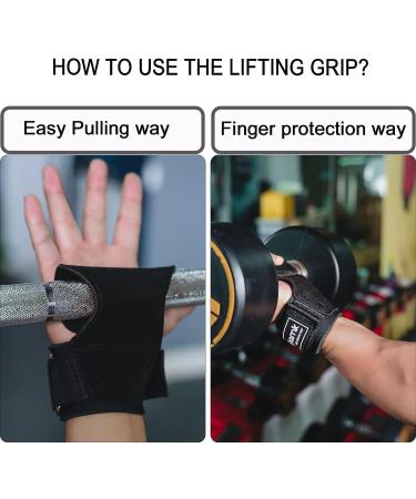 Leather Weightlifting Wrist Straps with Grip Assistance - Black | Deadlift Straps for Workout Gym - Men and Women - Buy Online on SooperMarket.com