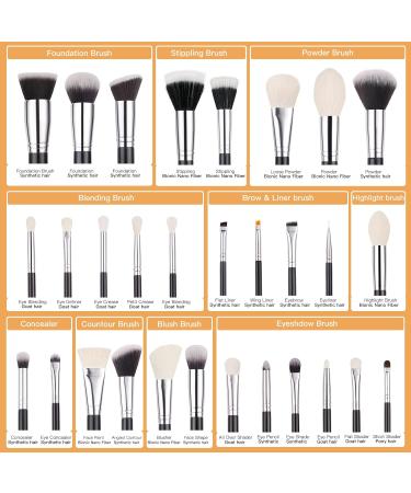 BEILI Makeup Brushes Make Up Brush Set Professional 30 PC Natural Goat Hair Makeup Brush Foundation Face Powder Blush Eyeshadow Brushes Concealers Eye Make Up Brush Set Black/Silver - Buy Online on SooperMarket.com